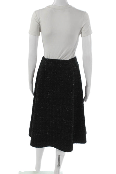 Kate Spade New York Women A-Line Black Acrylic Midi Skirt Zip Size 4