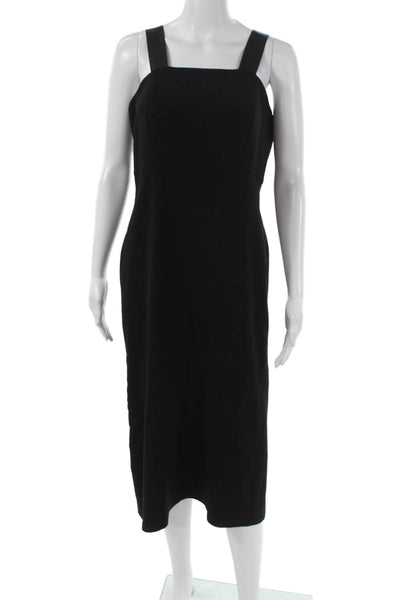 Isabel Sanchis Women Sheath Dress Black Square Neck Midi Sleeveless Size 14