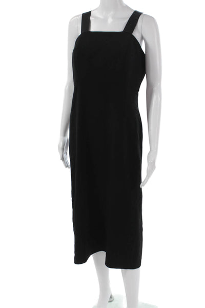 Isabel Sanchis Women Sheath Dress Black Square Neck Midi Sleeveless Size 14