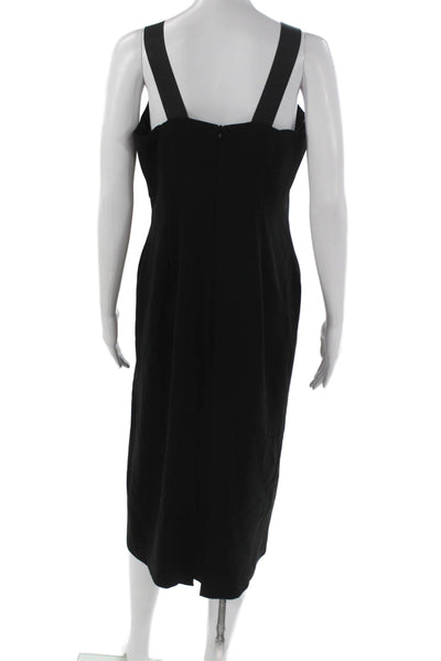 Isabel Sanchis Women Sheath Dress Black Square Neck Midi Sleeveless Size 14