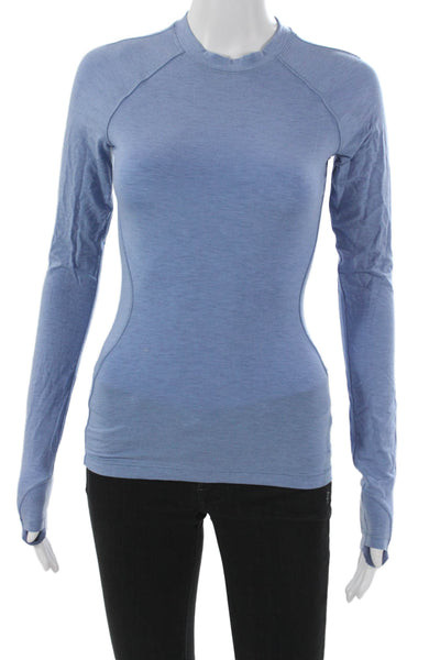 Lululemon Womens Basic Casual High Neck Long Sleeve Blue Top Size S