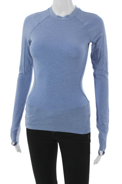 Lululemon Womens Basic Casual High Neck Long Sleeve Blue Top Size S