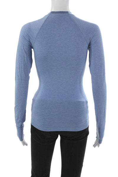 Lululemon Womens Basic Casual High Neck Long Sleeve Blue Top Size S
