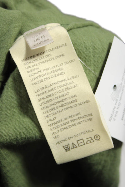 Anthropologie Women Green 100% Cotton Round Neck Long Sleeve T-Shirt Size M