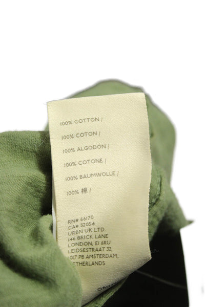 Anthropologie Women Green 100% Cotton Round Neck Long Sleeve T-Shirt Size M