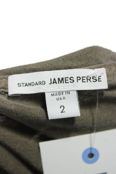 Standard James Perse Women Scoop Neck Long Sleeve Cotton Tee Green Size 2