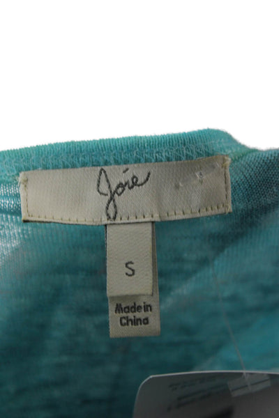Joie Womens Basic Linen Scoop Neck 3/4 Sleeve T-Shirt Blue Size S