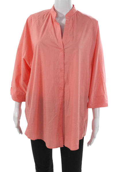 Zara Women Tunic Pink Cotton Collared 3/4 Sleeve Size M