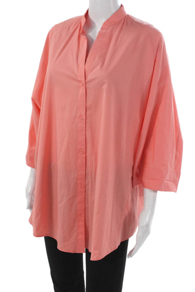 Zara Women Tunic Pink Cotton Collared 3/4 Sleeve Size M
