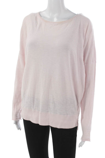 Vince Women Basic Boat Neck Long Sleeve Cotton Sweater Pink Size M