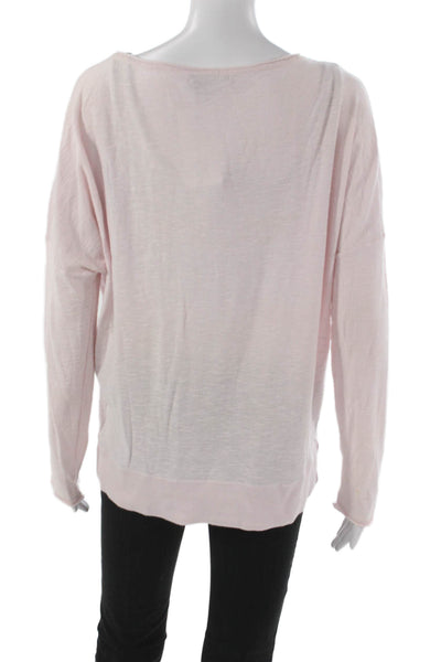 Vince Women Basic Boat Neck Long Sleeve Cotton Sweater Pink Size M
