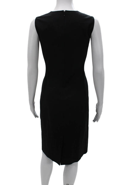 Theory Womens Sheath Dress Black Wool Sleeveless Zip Round Neck Mid-Calf Size 2