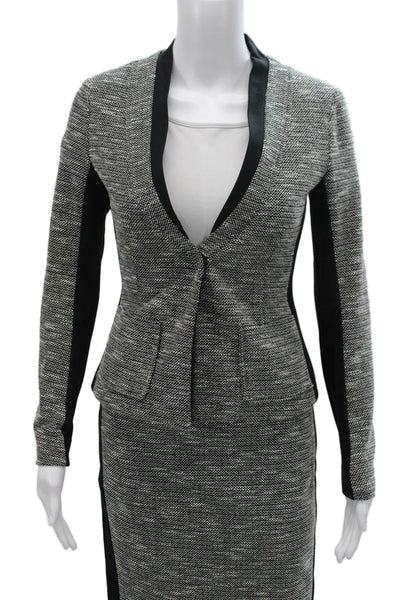 Nanette Lepore Women Gray Flecked Polyester Skirt Suit Long Sleeve Size 2