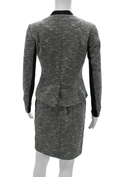 Nanette Lepore Women Gray Flecked Polyester Skirt Suit Long Sleeve Size 2