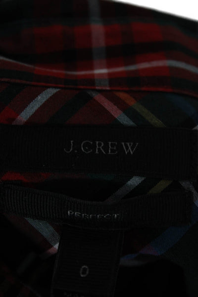 J Crew Women Black Plaid Collared Button-Up Cotton Long Sleeve Size 0