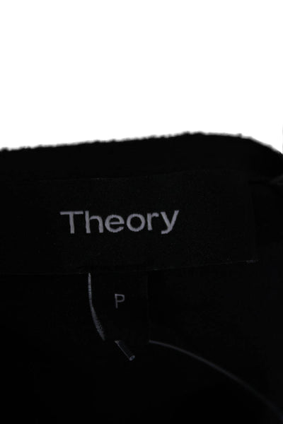 Theory Womens Silk T-Shirt Dress Black Crew Neck Short Sleeve Size PP
