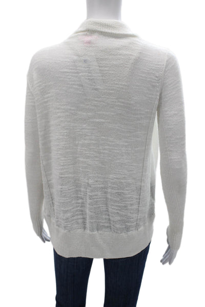 Lily Pulitzer Women White Collared Viscose Cardigan Long Sleeve Size XS