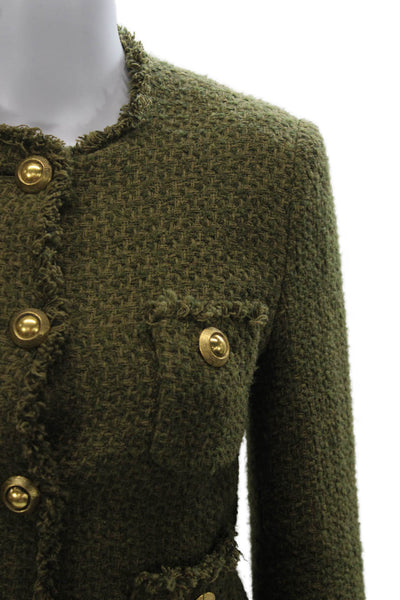 MNG Women Basic Jacket Green Cotton Blend Long Sleeve Button Size XS