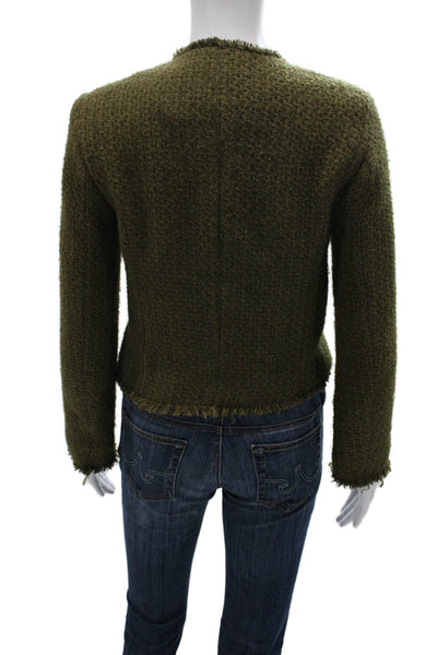 MNG Women Basic Jacket Green Cotton Blend Long Sleeve Button Size XS