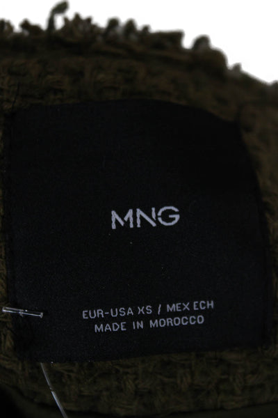 MNG Women Basic Jacket Green Cotton Blend Long Sleeve Button Size XS