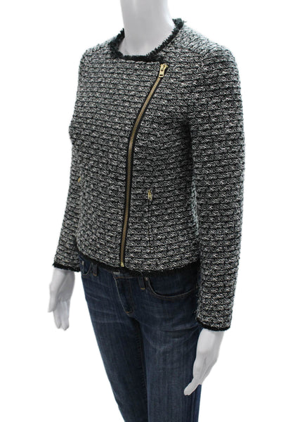 J Crew Womens Biker Jacket Black Zip Polyester Long Sleeve Size 00
