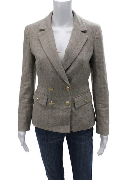J Crew Women Gray Wool Herringbone Blazer Button Size 00