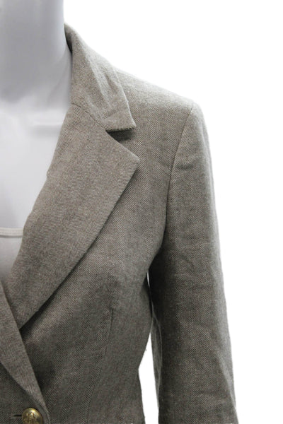 J Crew Women Gray Wool Herringbone Blazer Button Size 00