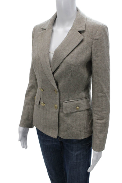J Crew Women Gray Wool Herringbone Blazer Button Size 00