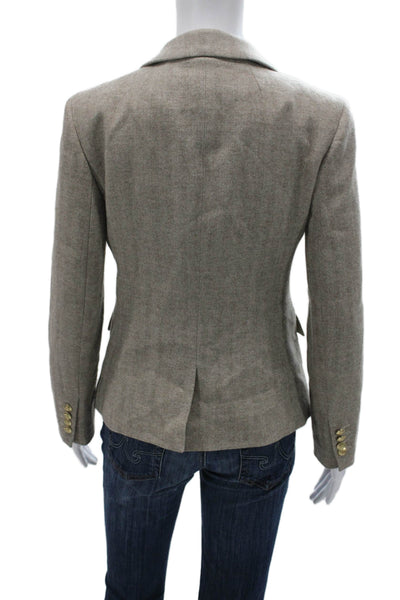 J Crew Women Gray Wool Herringbone Blazer Button Size 00