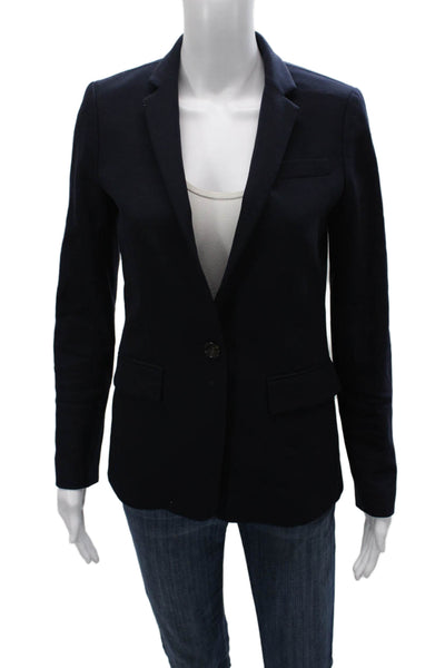 J Crew Women Basic Jacket Blue Wool Button Long Sleeve Size 0