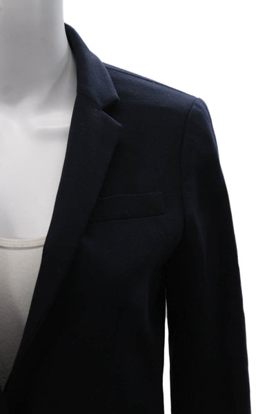 J Crew Women Basic Jacket Blue Wool Button Long Sleeve Size 0