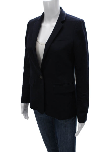 J Crew Women Basic Jacket Blue Wool Button Long Sleeve Size 0