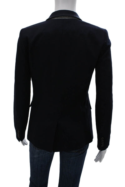 J Crew Women Basic Jacket Blue Wool Button Long Sleeve Size 0