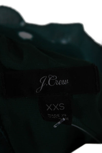 J Crew Womens Basic Polka Dot V-Neck Short Sleeve Blouse Green Size 2XS