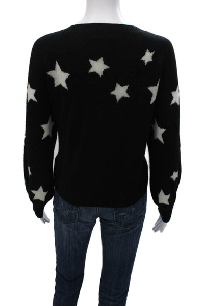 Aqua Womens Cashmere Crewneck Pullover Black Long Sleeve Size M