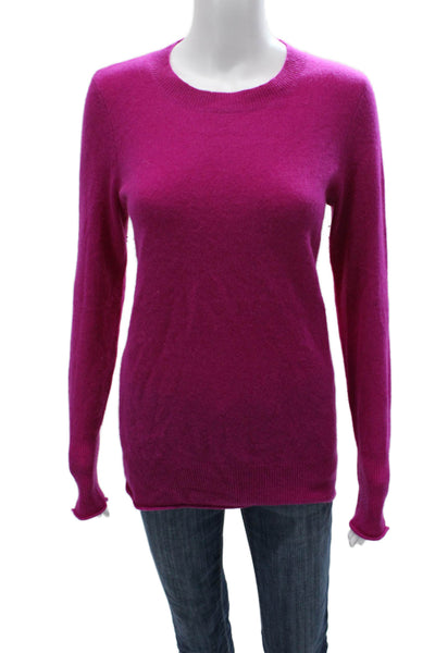Aqua Women Pullover Cashmere Crew Neck Long Sleeve Pink Sweater Size M