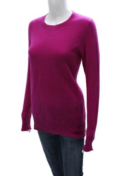 Aqua Women Pullover Cashmere Crew Neck Long Sleeve Pink Sweater Size M
