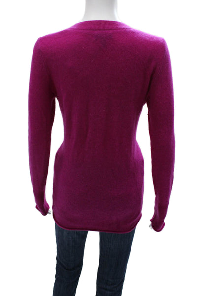Aqua Women Pullover Cashmere Crew Neck Long Sleeve Pink Sweater Size M