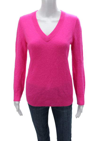 Aqua Women Cashmere V-Neck Pullover Pink Long Sleeve Size M
