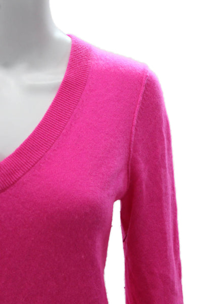 Aqua Women Cashmere V-Neck Pullover Pink Long Sleeve Size M