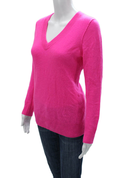 Aqua Women Cashmere V-Neck Pullover Pink Long Sleeve Size M