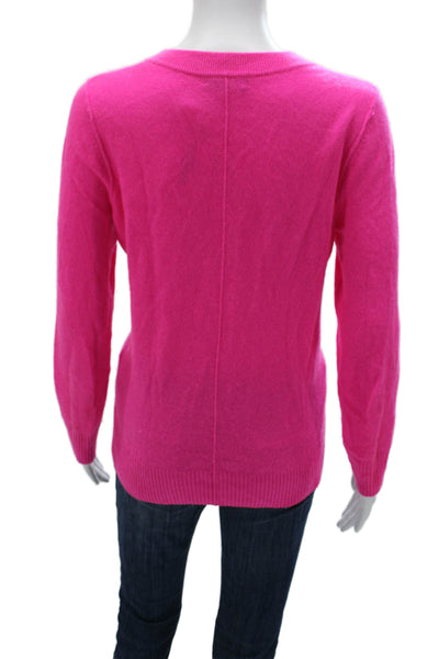 Aqua Women Cashmere V-Neck Pullover Pink Long Sleeve Size M