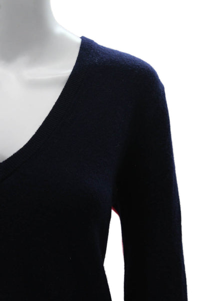 Aqua Womens Cashmere V-Neck Pullover Sweater Long Sleeve Solid Blue Size L