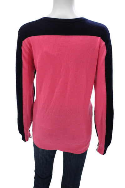 Aqua Womens Cashmere V-Neck Pullover Sweater Long Sleeve Solid Blue Size L