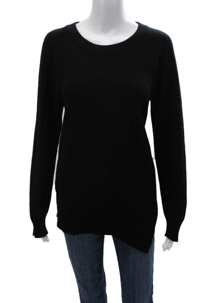 Aqua Womens Cashmere Pullover Sweater Black Crew Neck Long Sleeve Size L