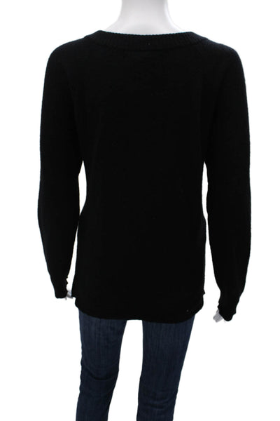 Aqua Womens Cashmere Pullover Sweater Black Crew Neck Long Sleeve Size L