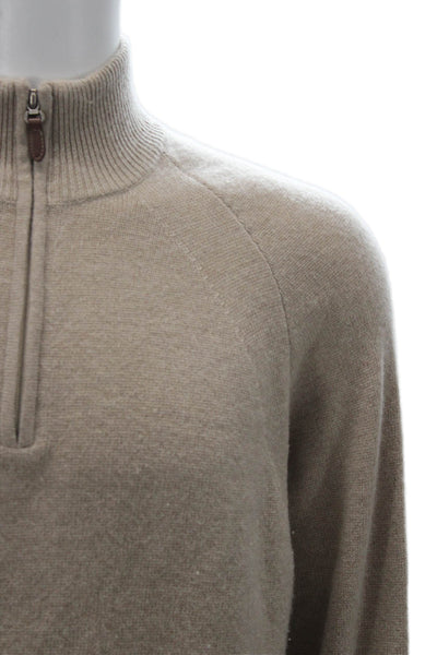 Raffi Mens Cashmere Mock Neck Pullover Beige Size M