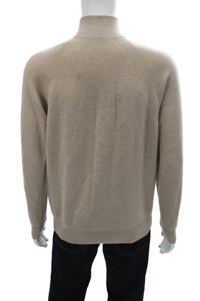 Raffi Mens Cashmere Mock Neck Pullover Beige Size M