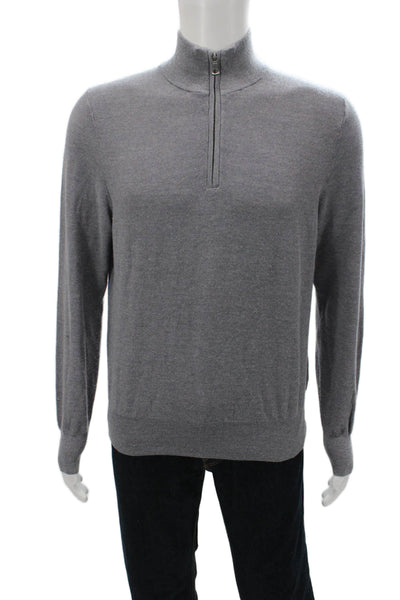 Brooks Brothers Mens Gray 100% Merino Wool Mock Neck Pullover Sweater Size M