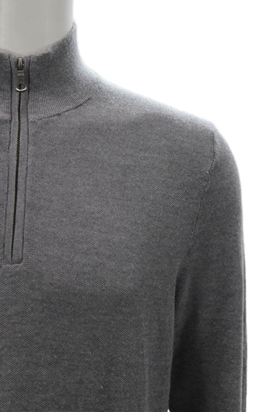 Brooks Brothers Mens Gray 100% Merino Wool Mock Neck Pullover Sweater Size M